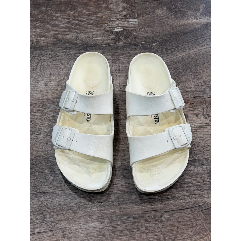 Birkenstock Arizona EVA Sandals White Double Strap Slides Womens 39 L8 M6